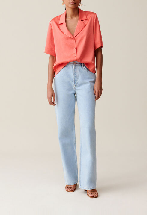 Flowing Satin Mandarin Shirt