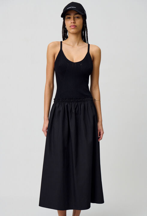 Midikleid mit gehäkeltem Brustteil