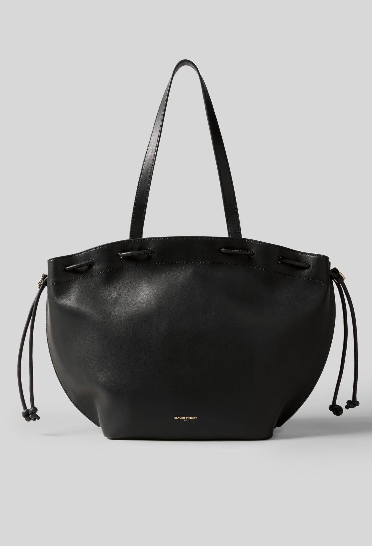 Smooth leather tote with gold logo