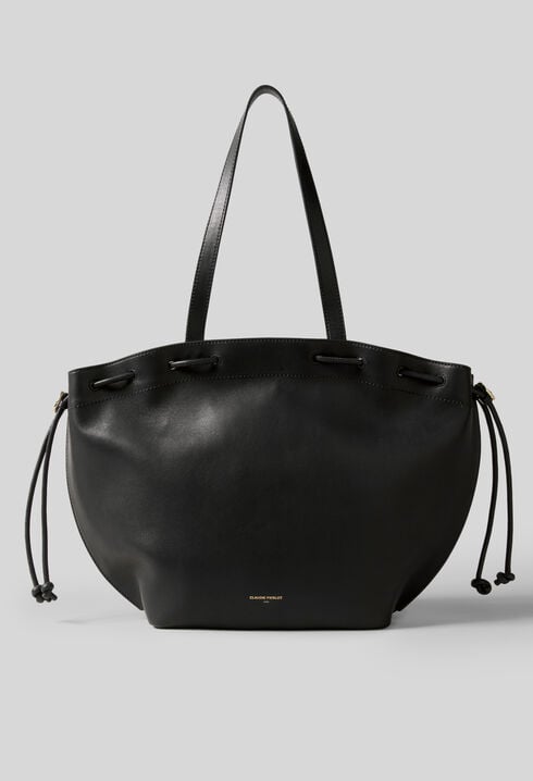 Smooth leather tote with gold logo