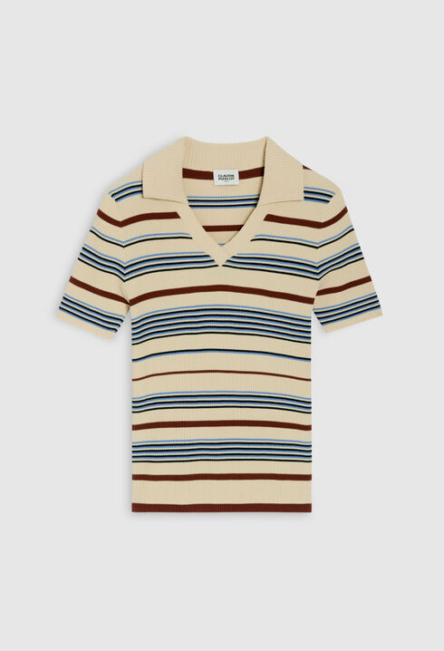 Short-sleeved polo collar jumper