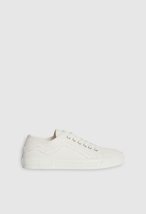 Ecru niedrige Sneaker Leinen