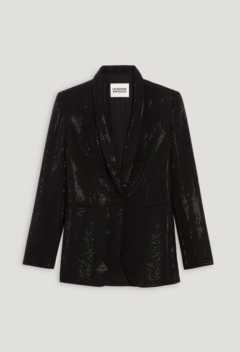 Veste tailleur strass noire