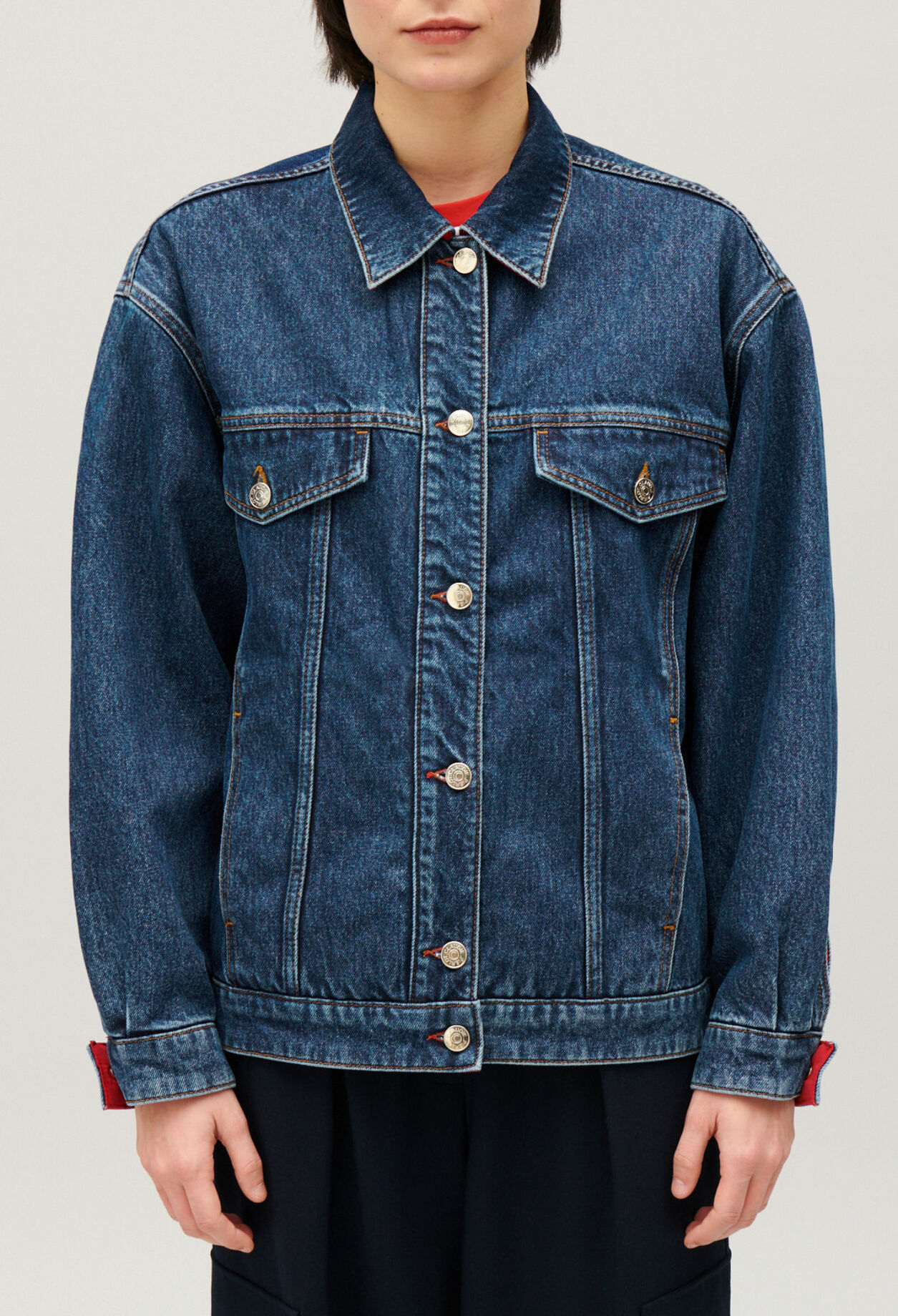 Reversible oversized denim jacket