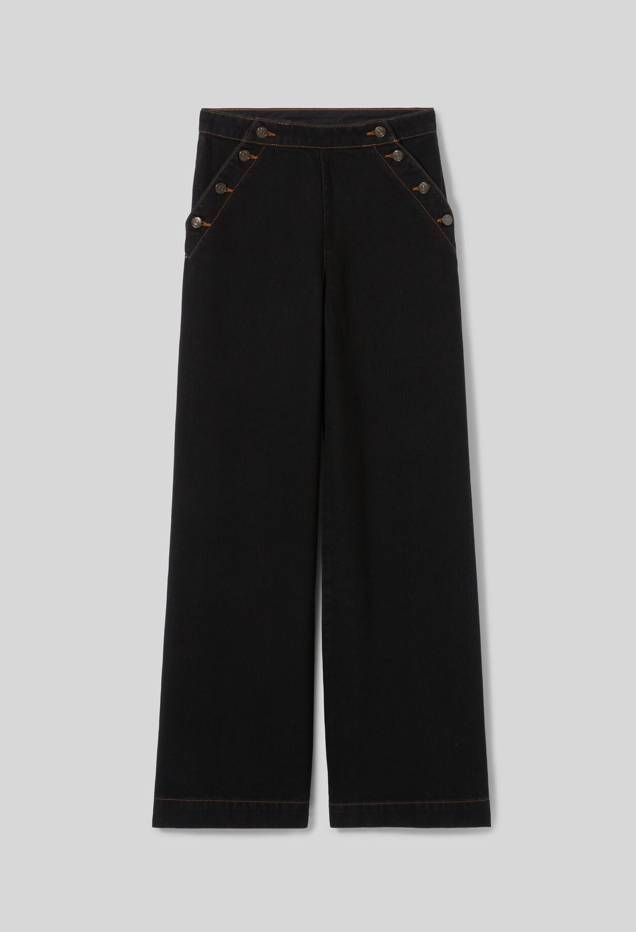 Schwarze Denim-Jeans mit Steg