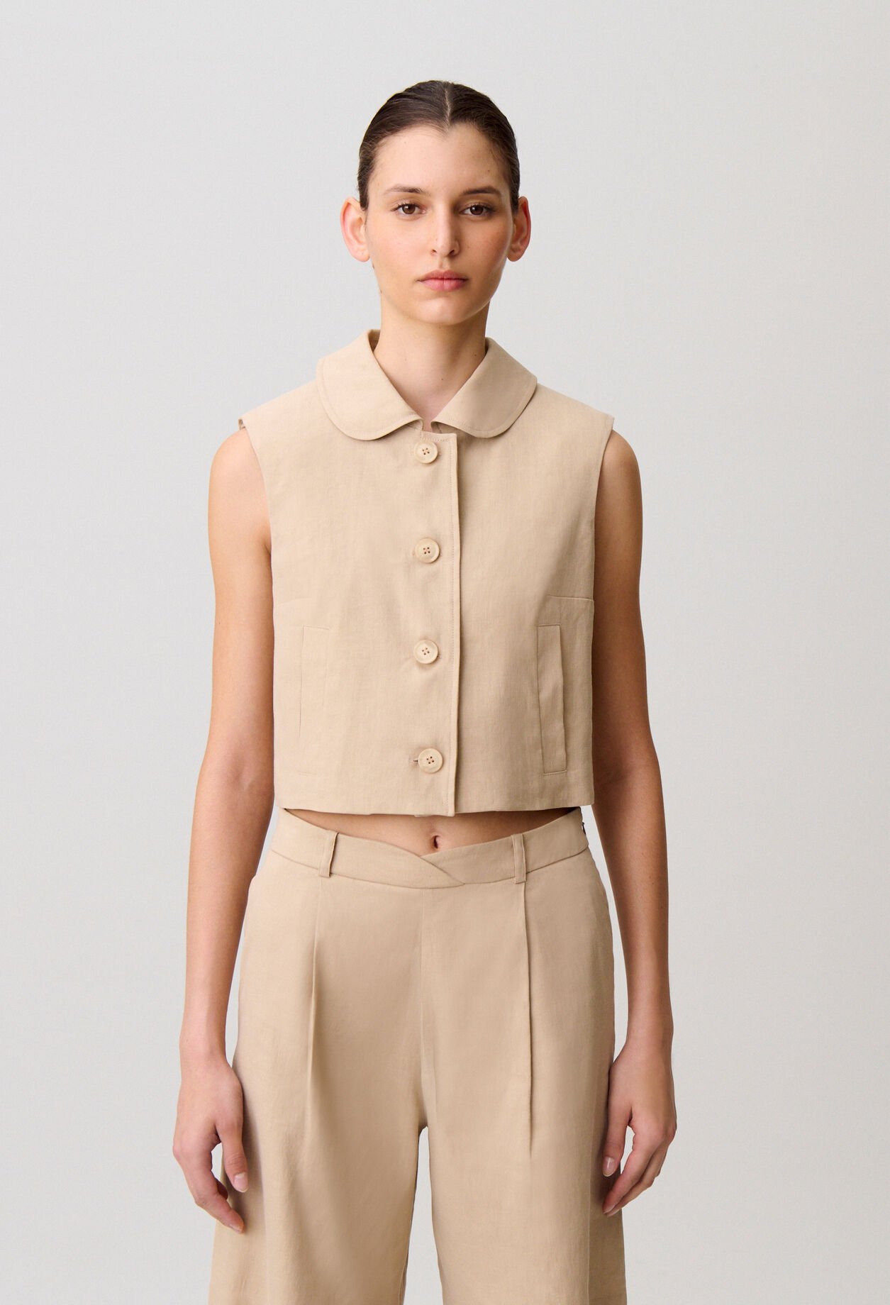 Veste courte tailleur lin