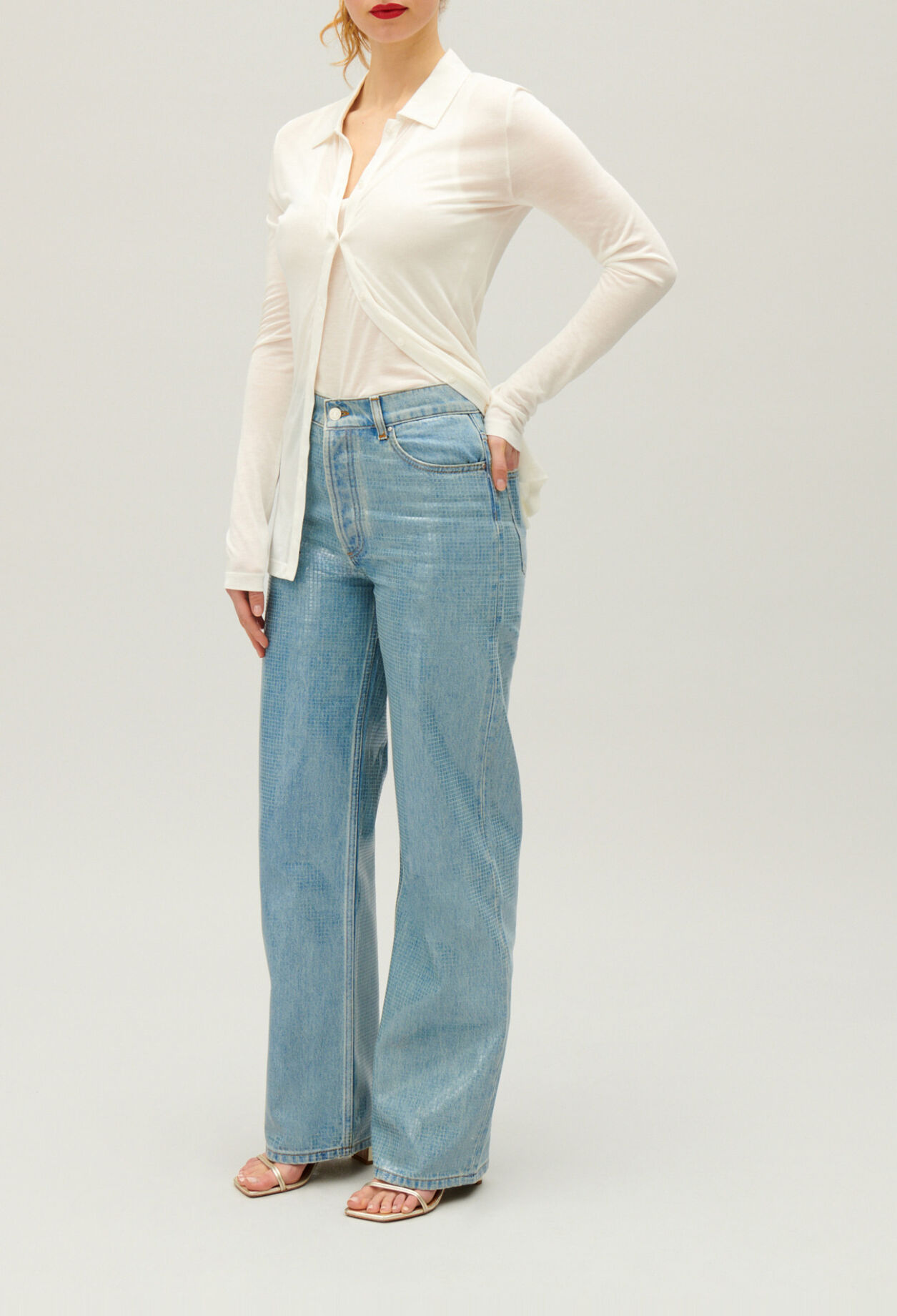 Straight blue glitter Claude jeans