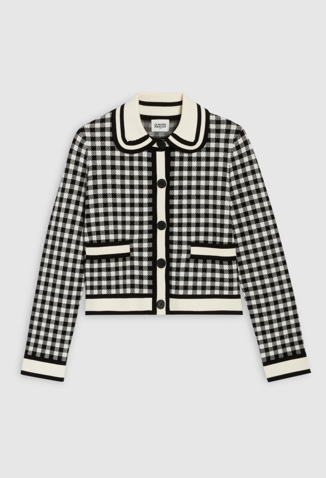 Black and white checked cardigan