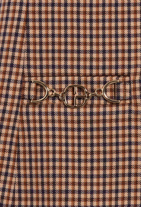 Kamelfarbenes kurzes Kleid mit Print