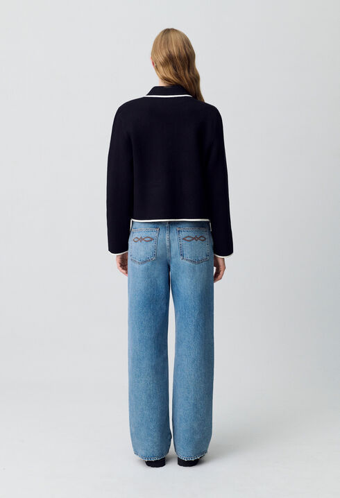 Cardigan épais bicolore