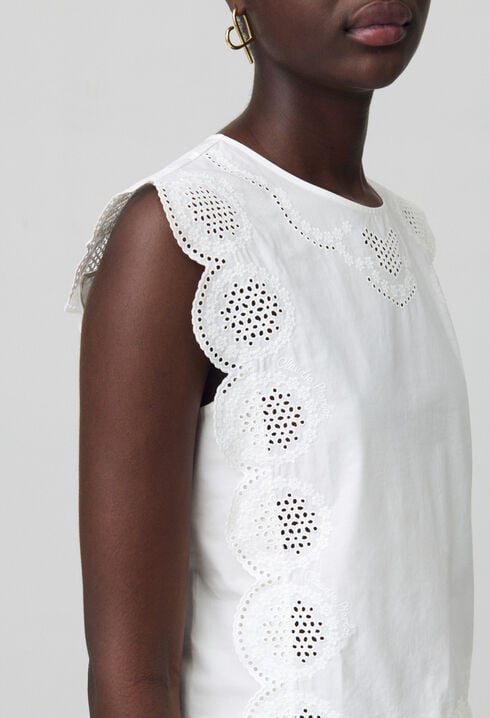 Blouse sans manches brodée