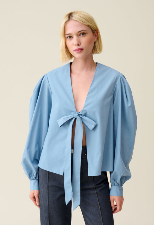 Blouse col V à nouer
