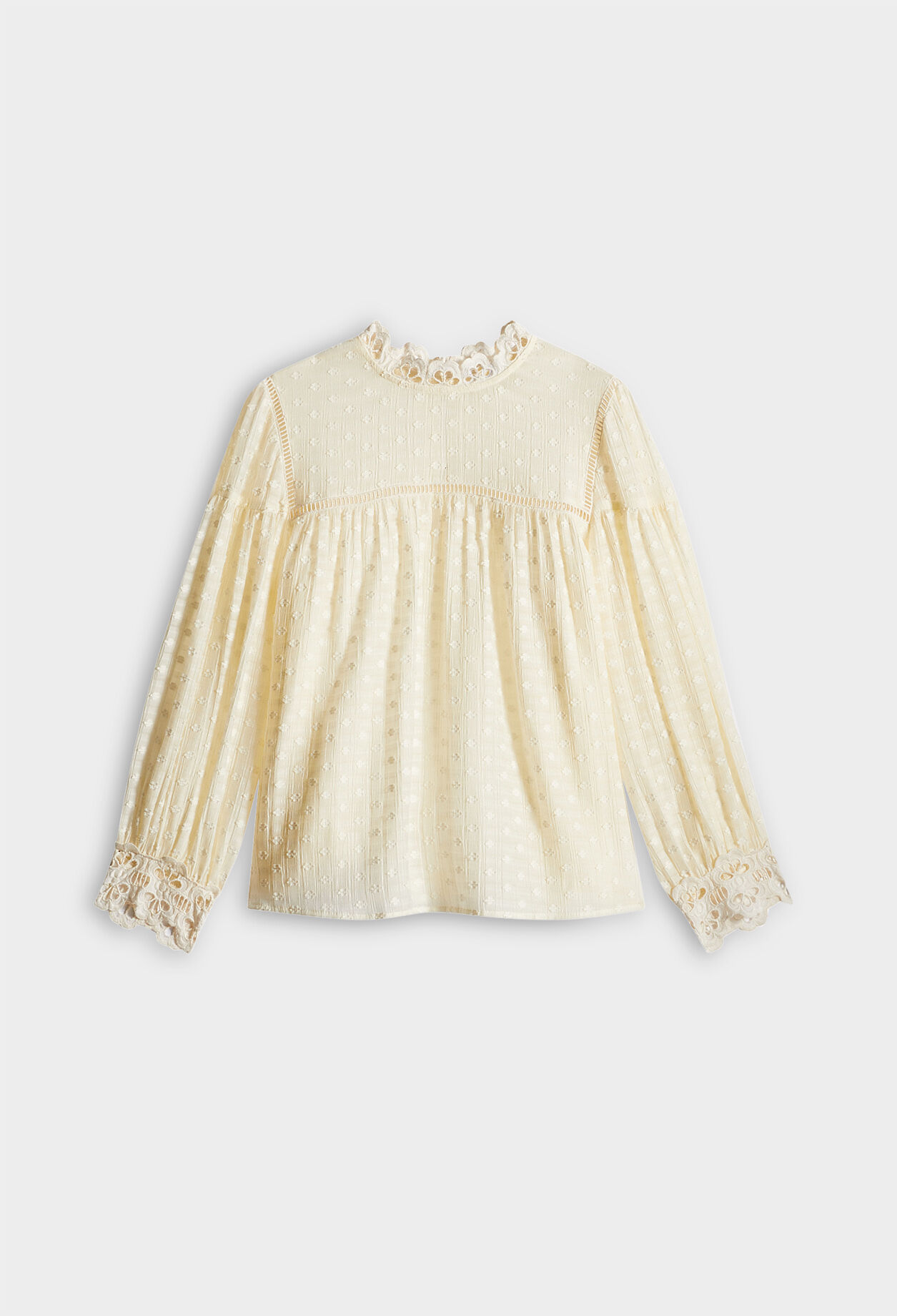 Bluse mit Tupfenmull