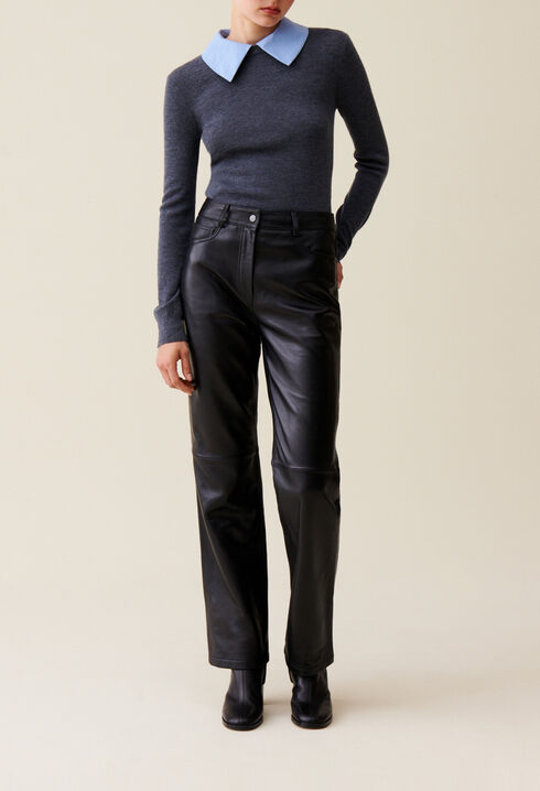 Pantalon droit cuir