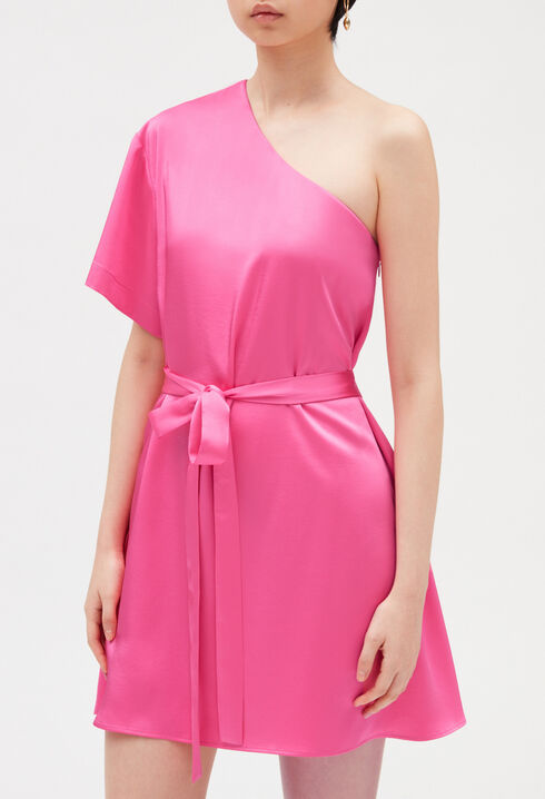 Kurzes asymmetrisches Kleid, rosa