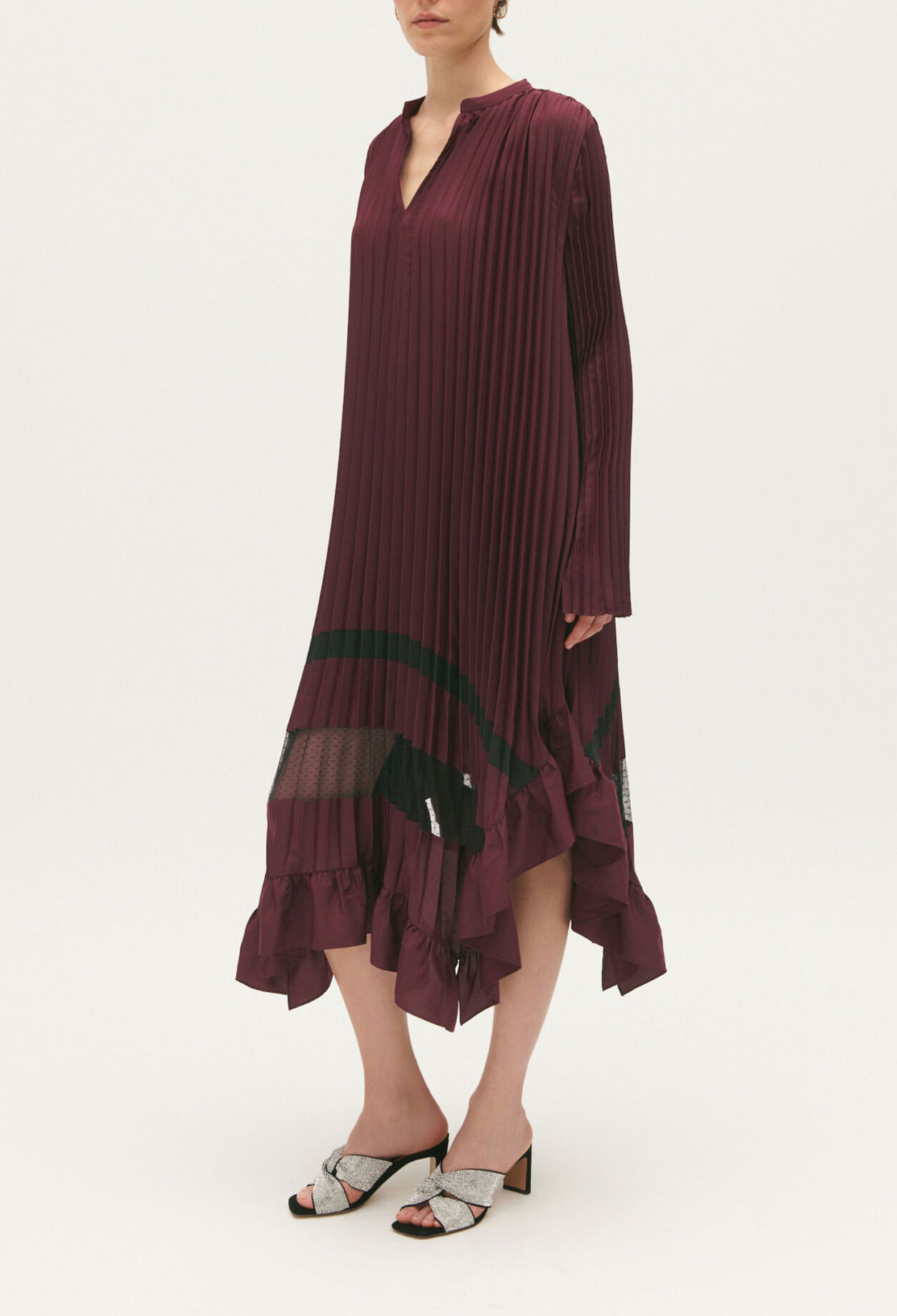 Pleated midi-length dress