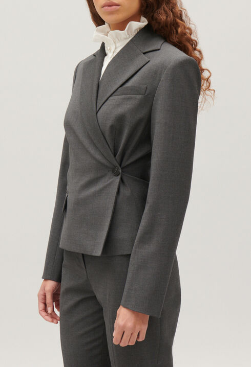 Flecked grey wrapover suit jacket