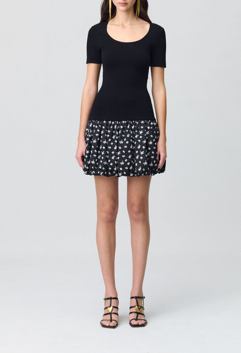 Robe courte boule &agrave; fleurs