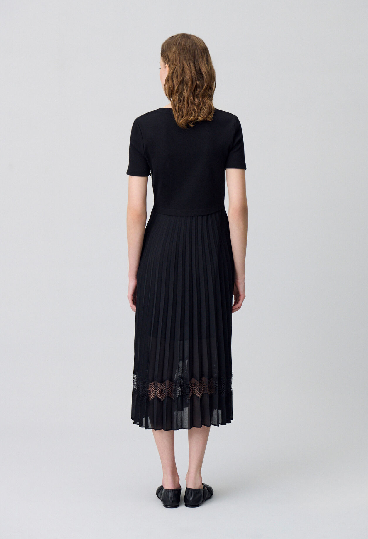 Twist Zweifarbige Midikleid  schwarz