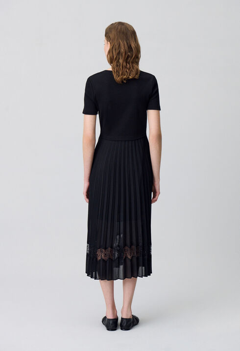 Twist Zweifarbige Midikleid  schwarz