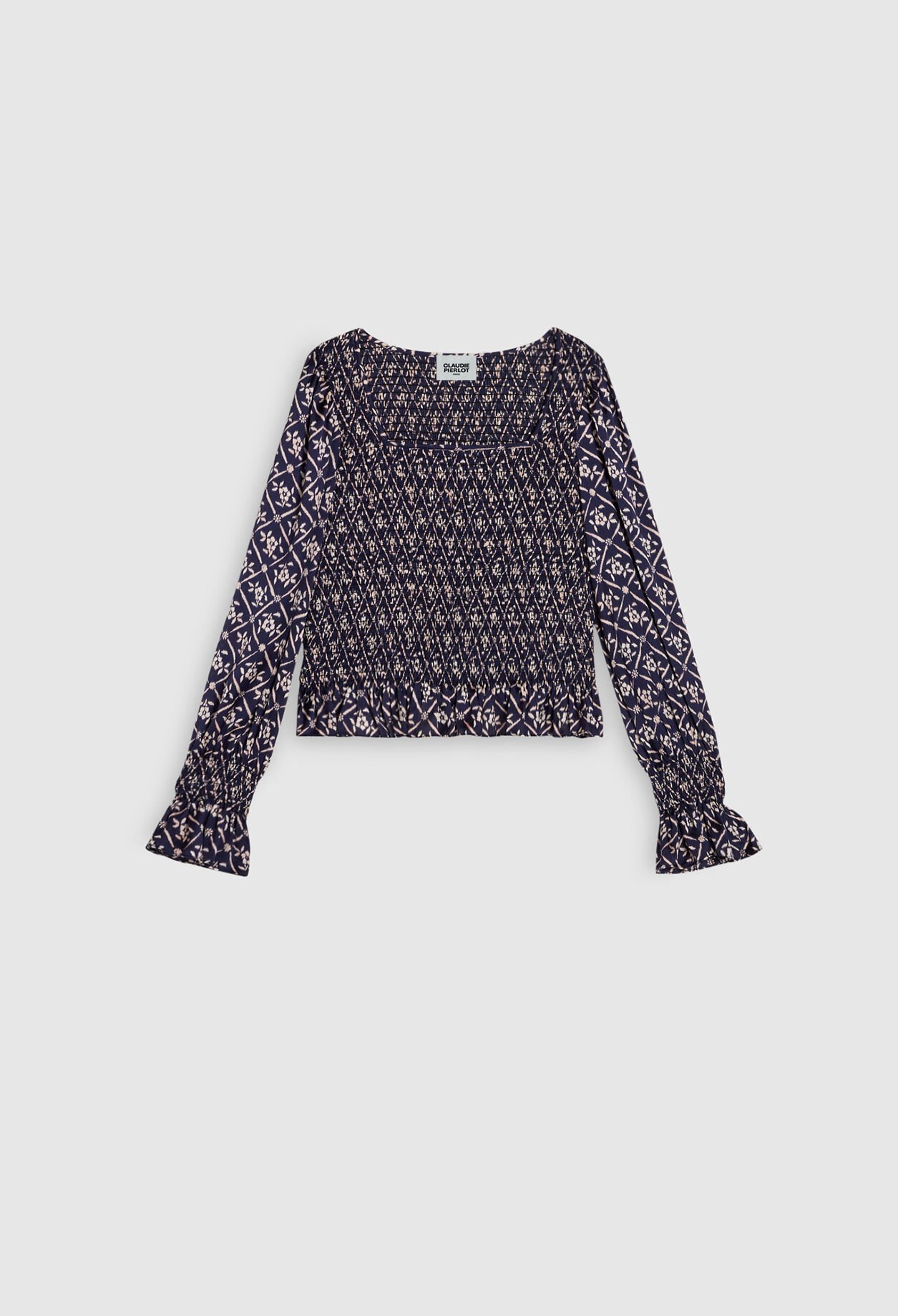 Bluse mit Printmotiv, Carré-Ausschnitt
