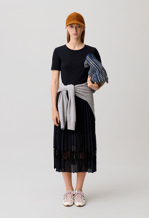 Zweifarbige Kleid in Schwarz und Marine