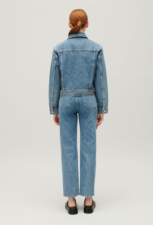 Veste droite jean bleu