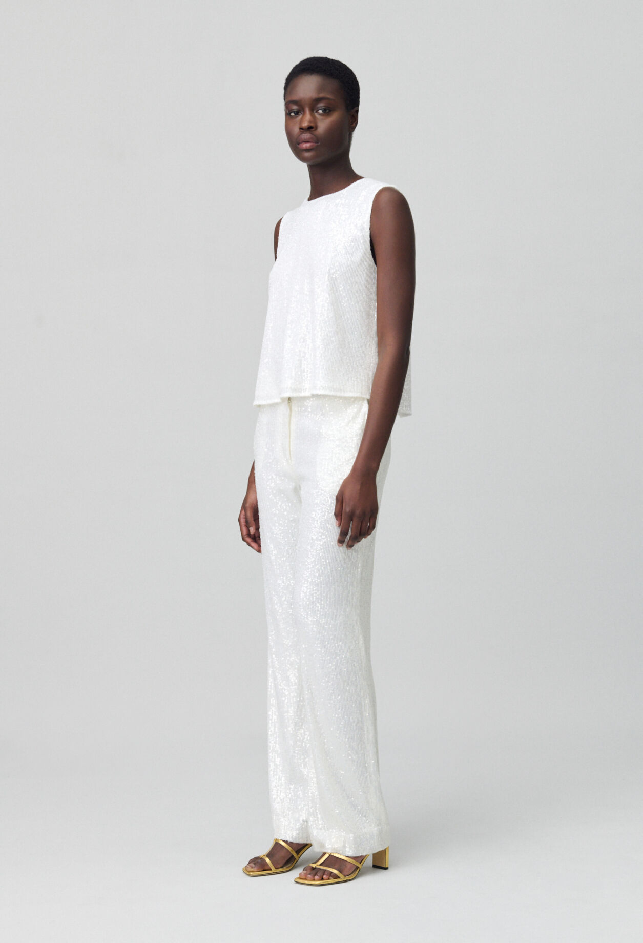 Pantalon à sequins blanc 