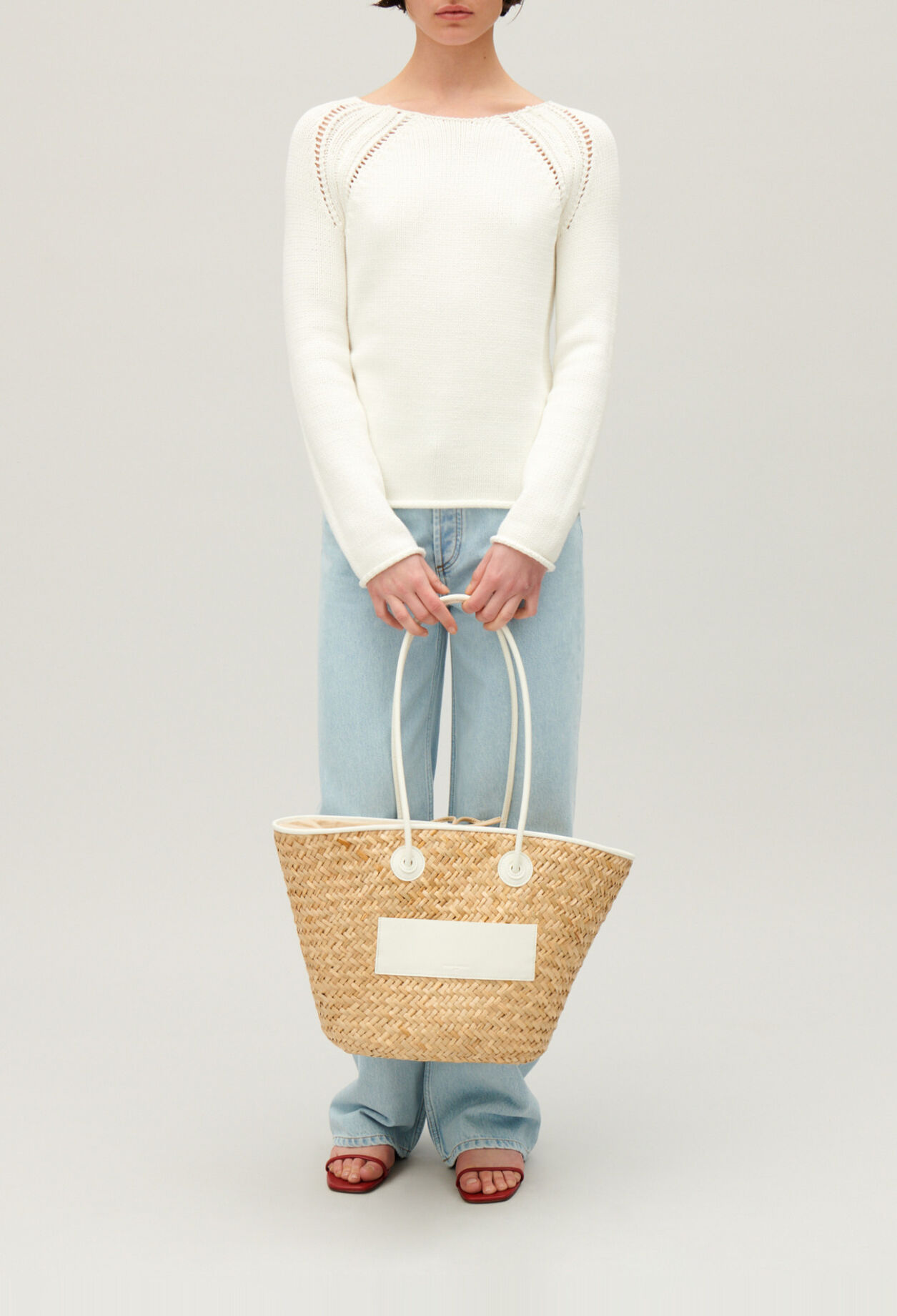 Pull maille broderies &eacute;cru