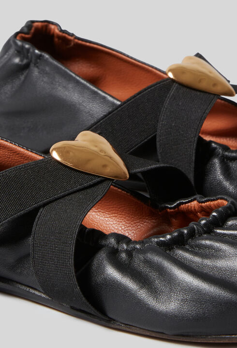 Ballerines cuir cœur doré