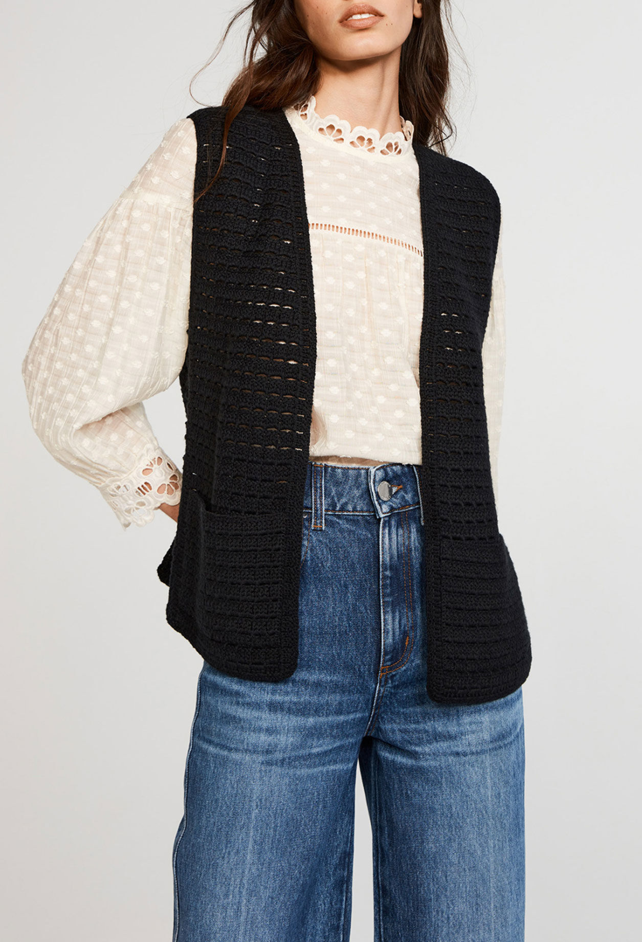 Organic cotton knit cardigan