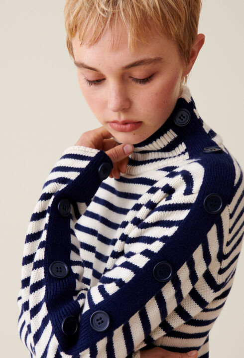 Robe marinière maille col montant