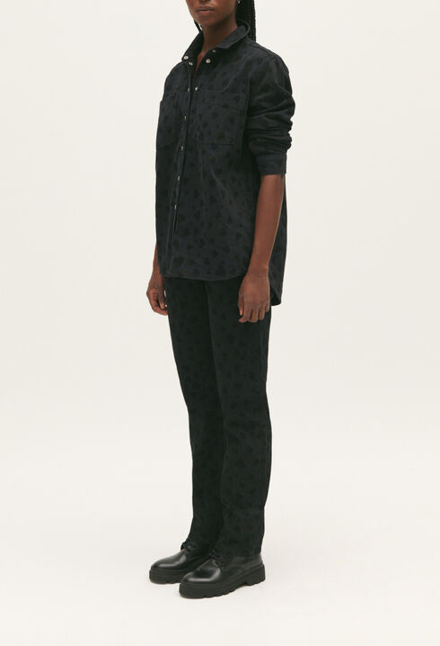 Heart print denim overshirt