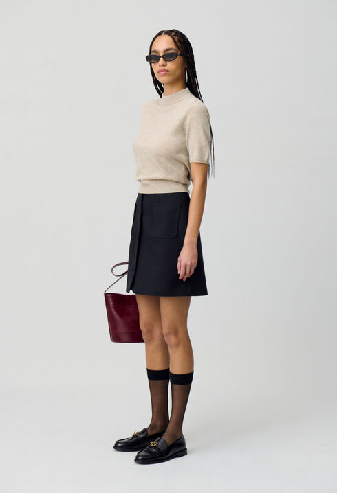 Pull laine col montant