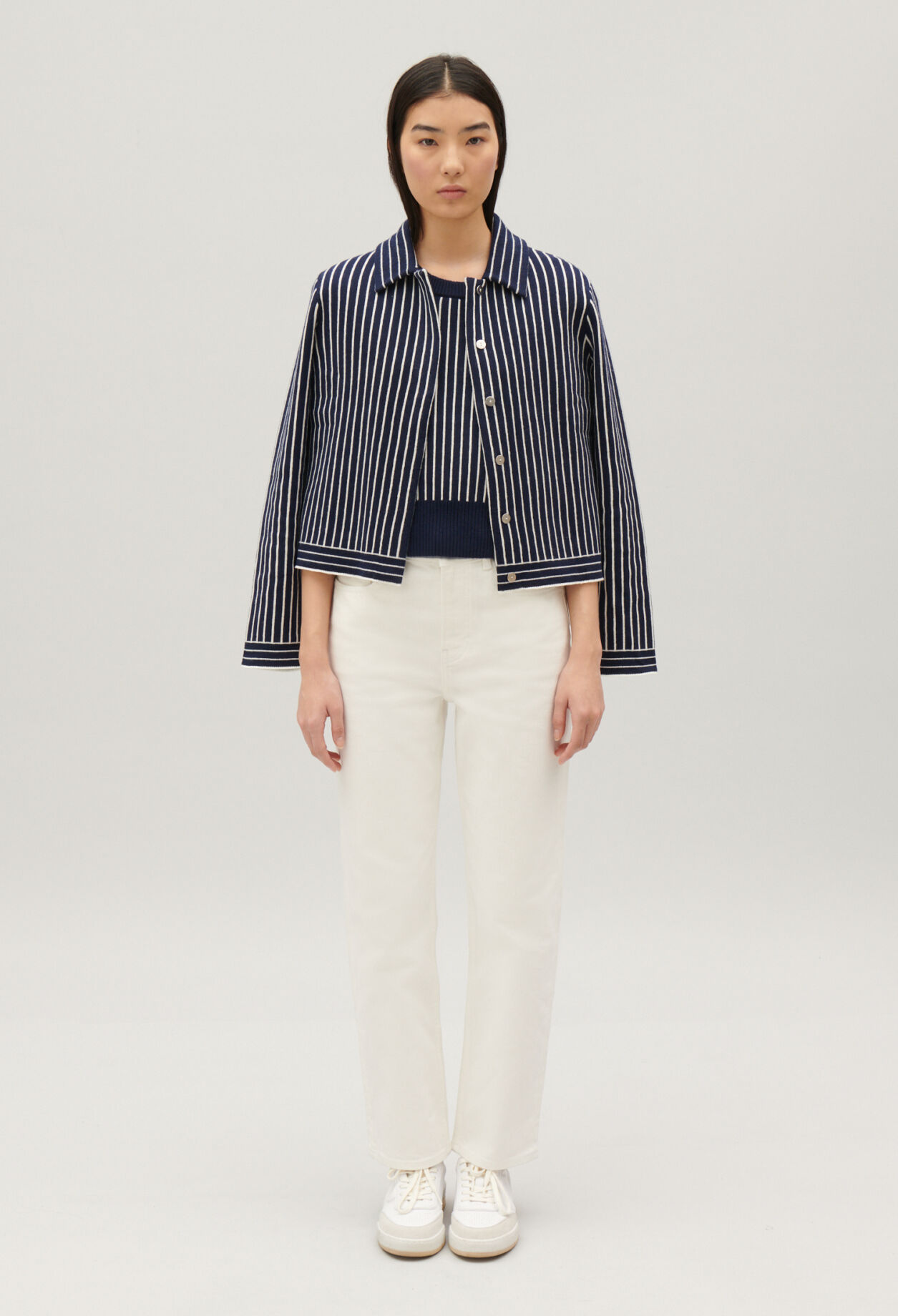 Gestreifter Strick-Cardigan