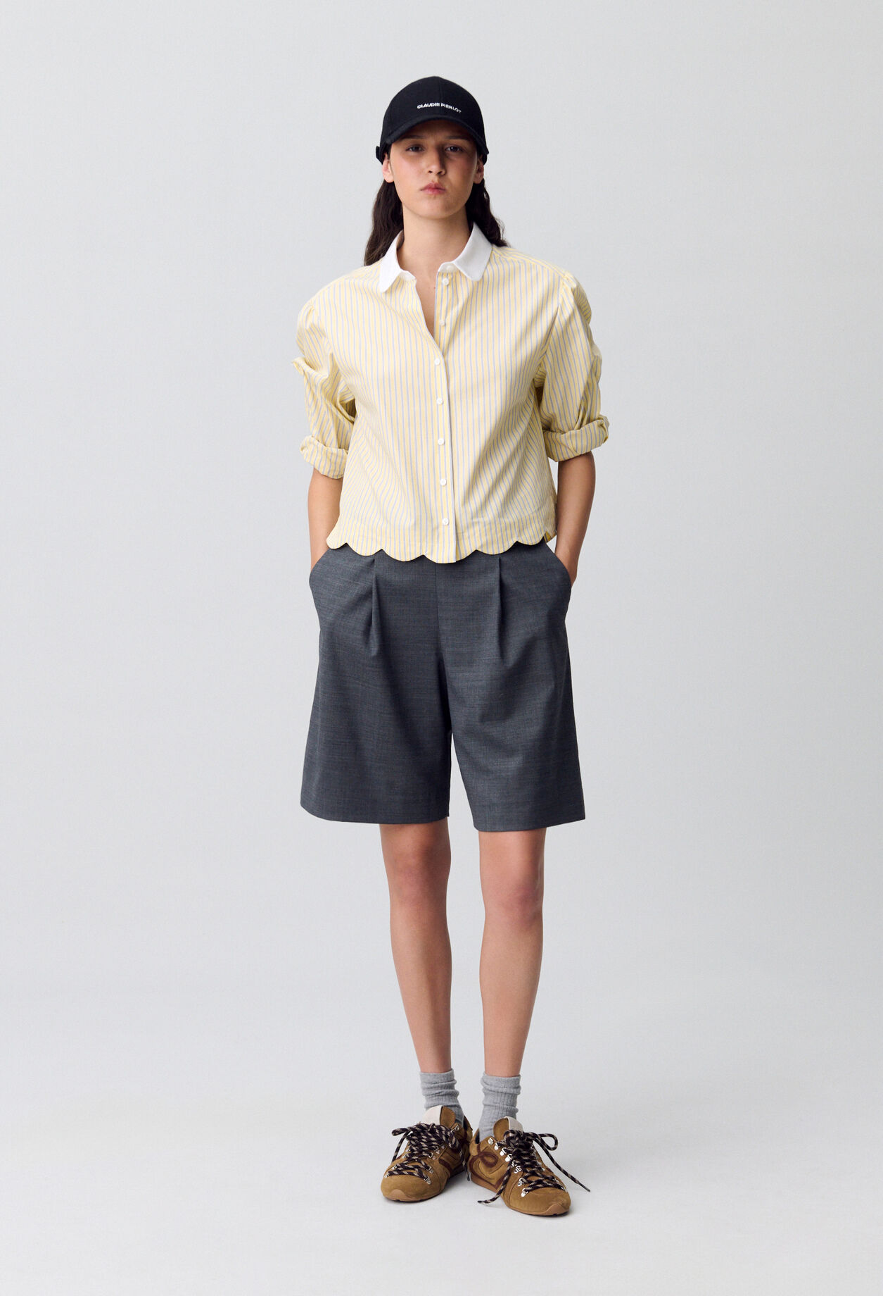 Chemise rayée col claudine