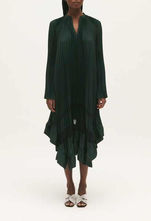 Pleated midi-length dress