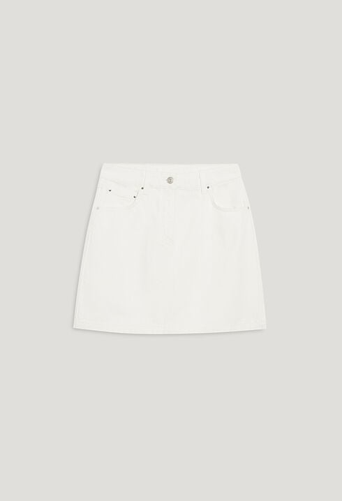 Cream denim short skirt