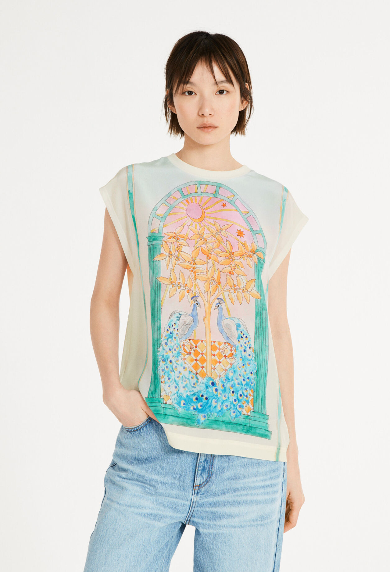 T-shirt imprimé en soie