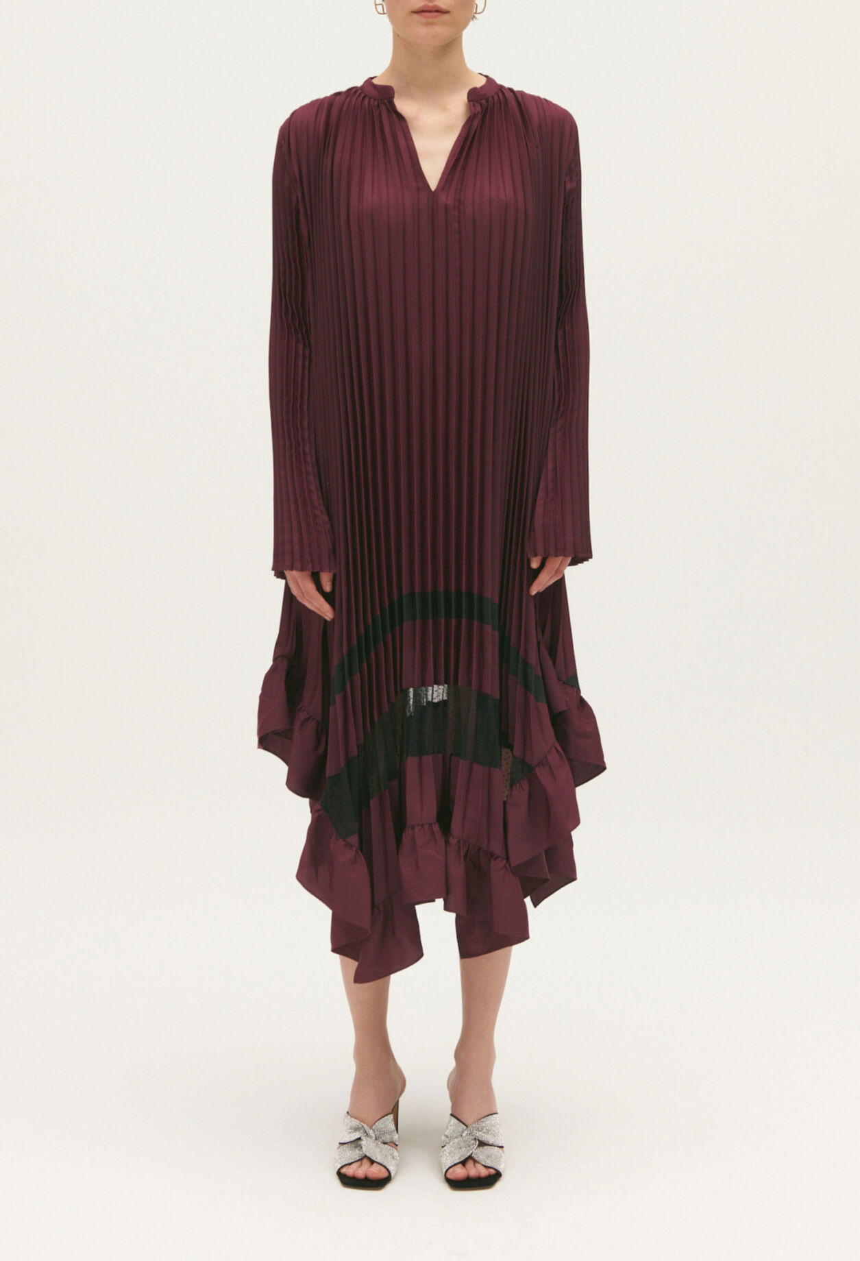 Pleated midi-length dress