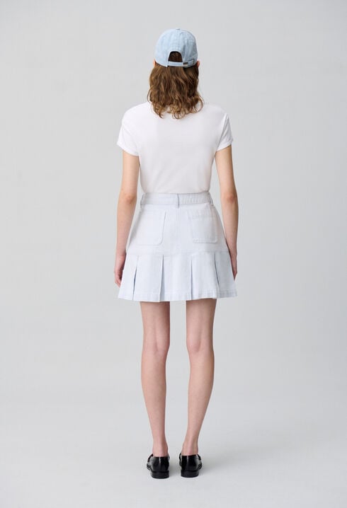 Jupe denim courte à plis