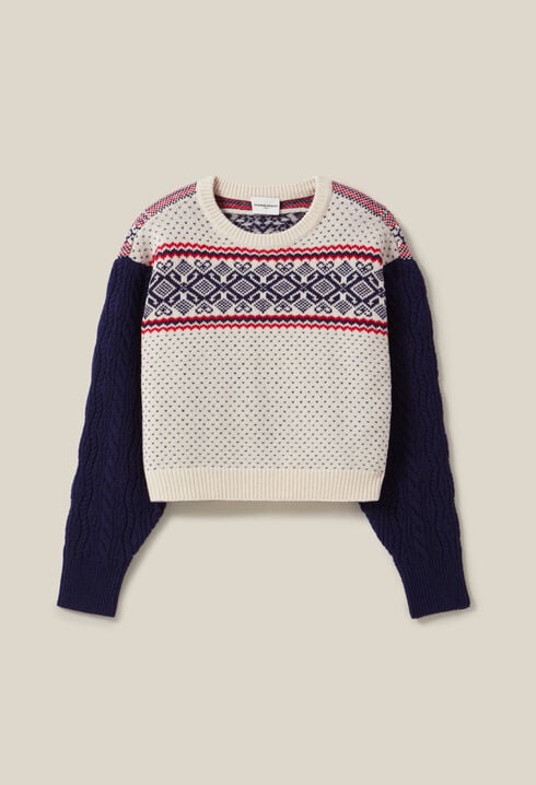 Round-neck patterned jumper