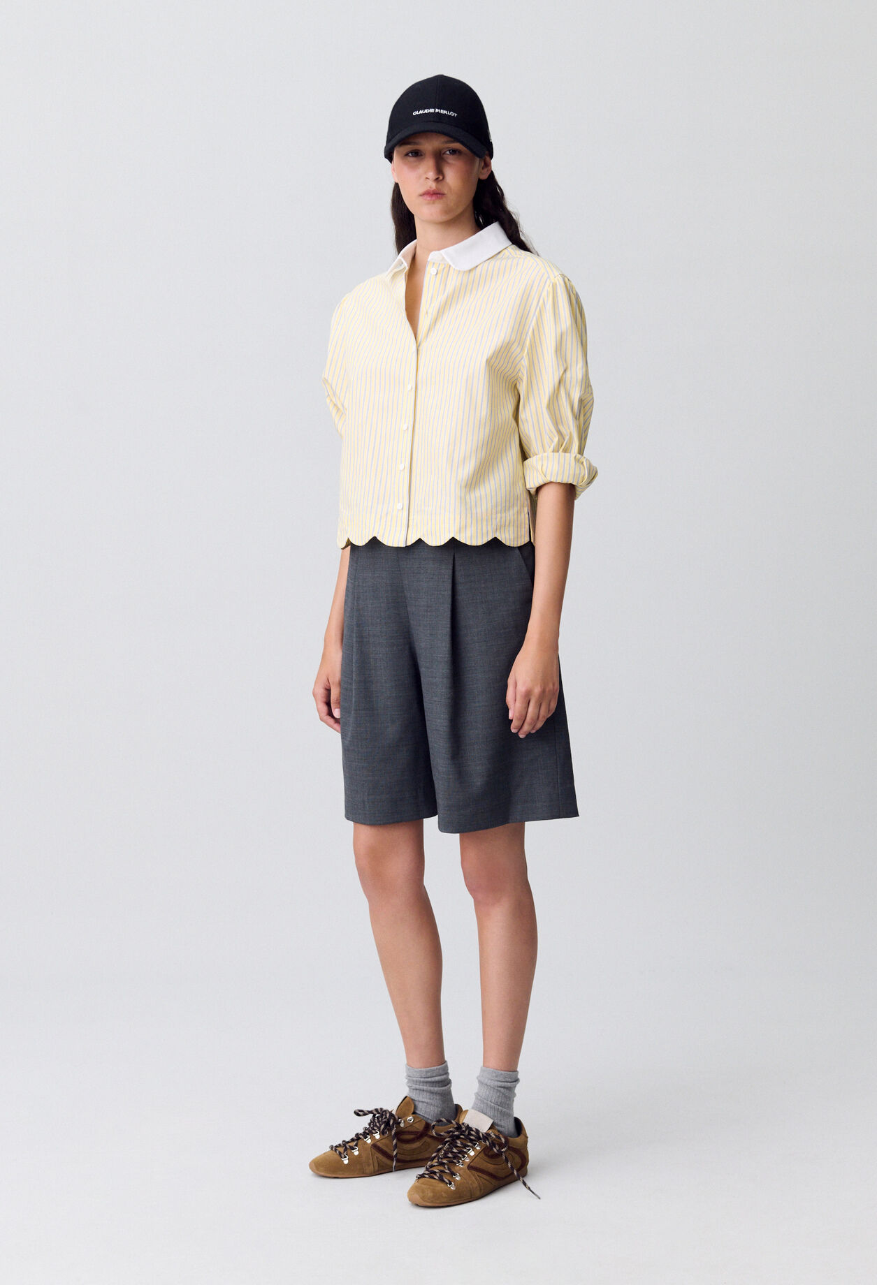 Chemise rayée col claudine