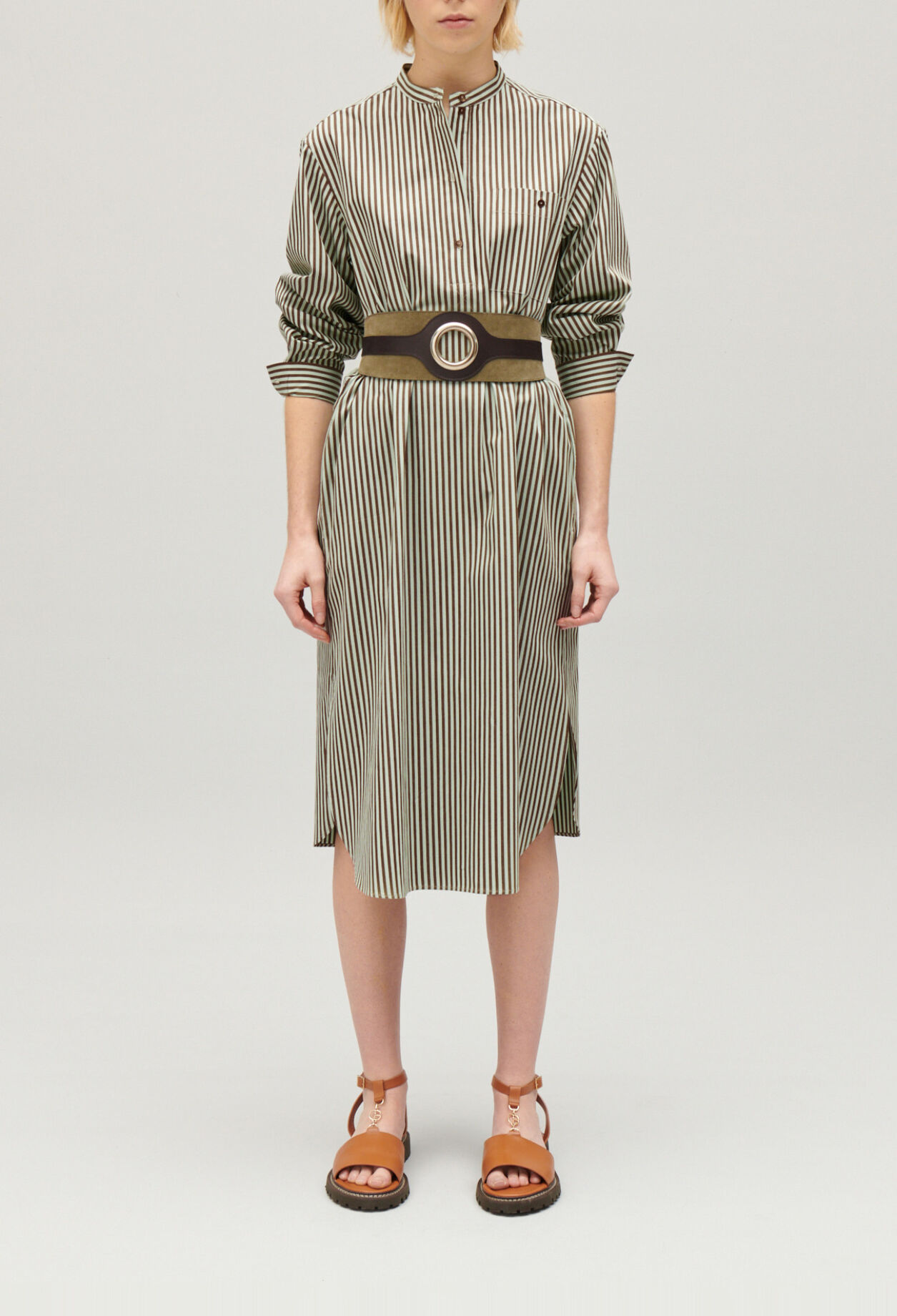 Robe longue rayures verte