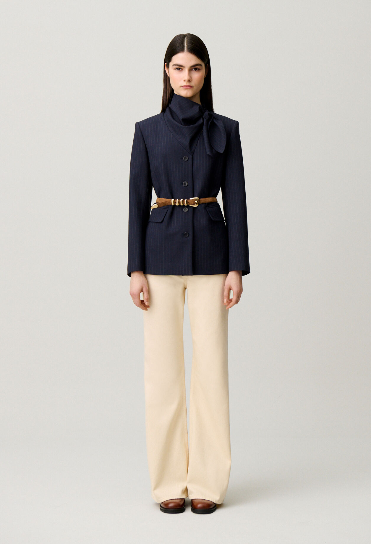 Wool jacket with removable scarf
