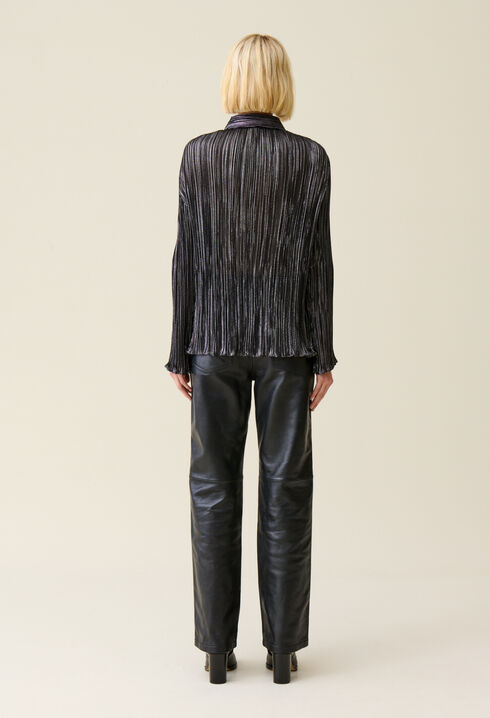 Blouse plissée fluide argentée