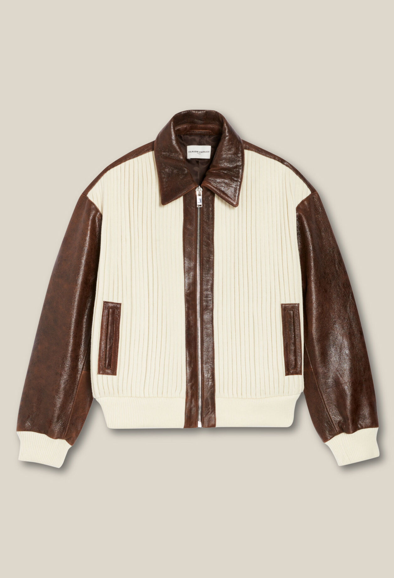 Brown two-tone bomber jacket