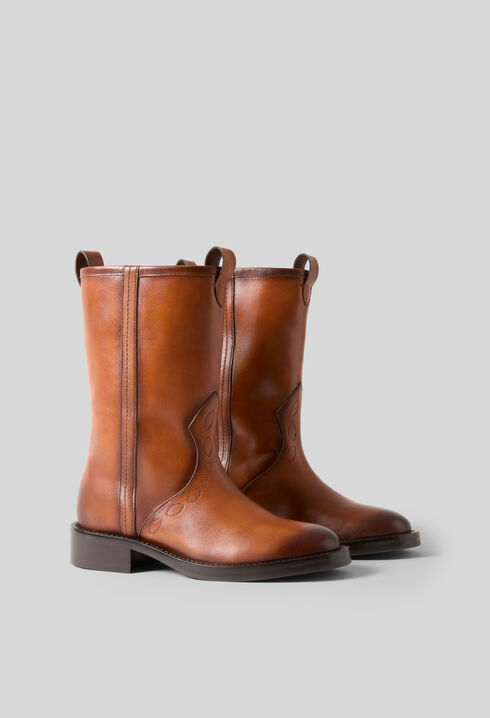 Bottines santiags cuir lisse