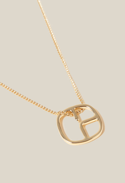 Gold monogram pendant necklace