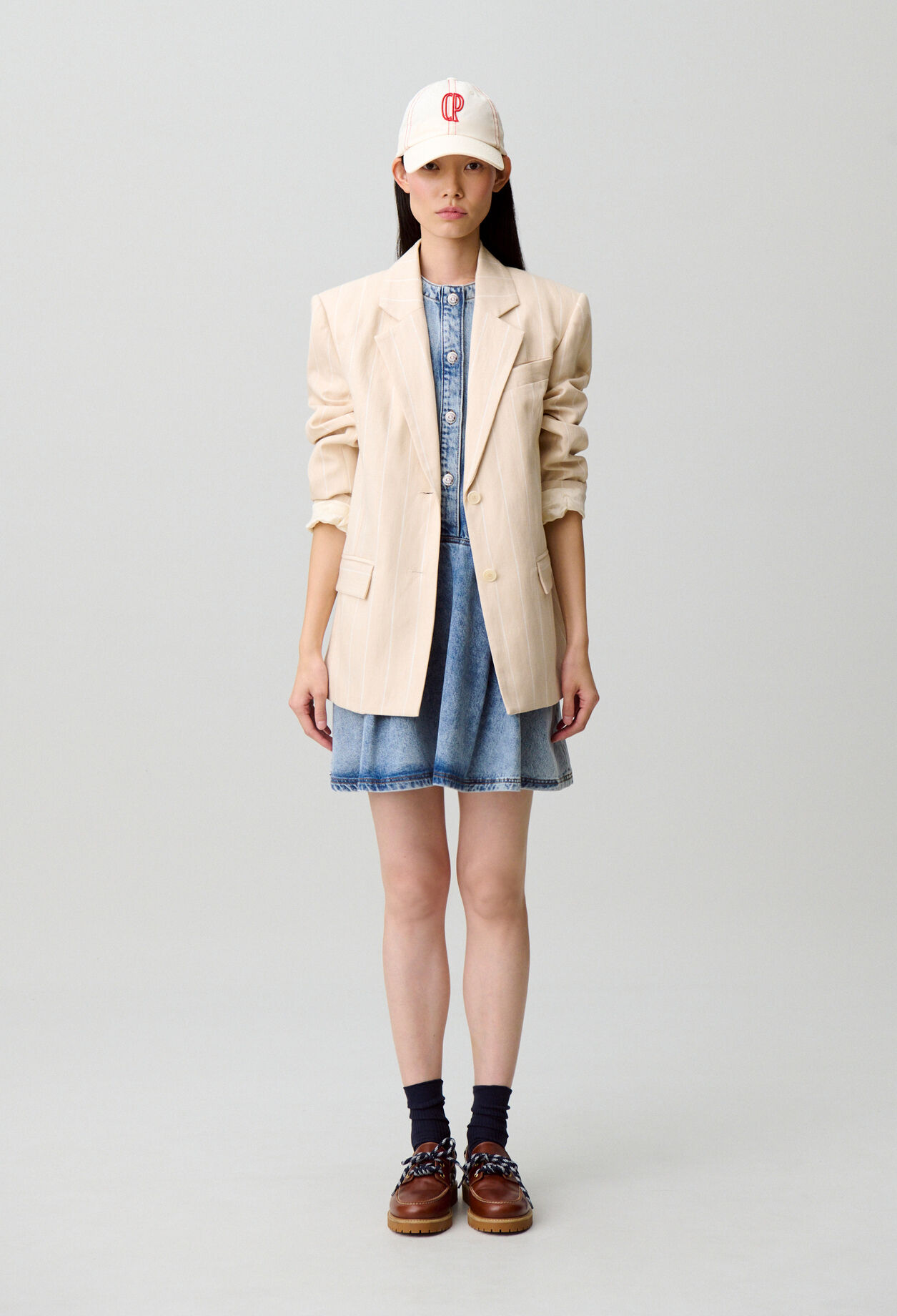 Washed flared denim dress